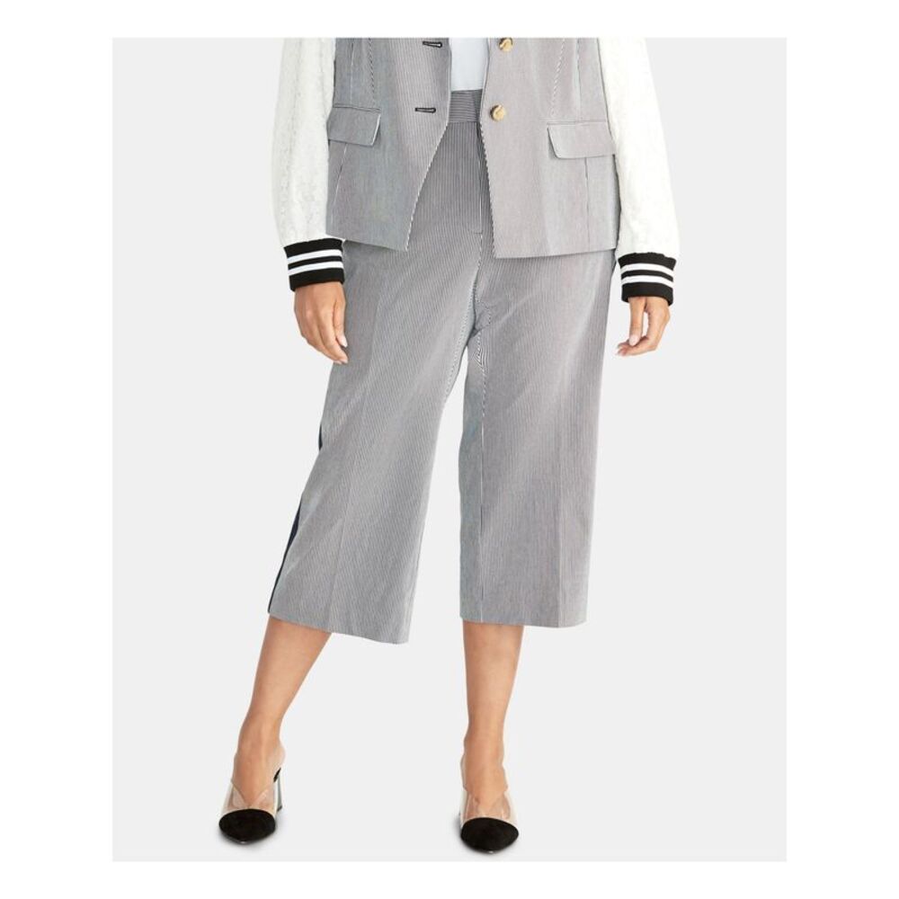 RACHEL ROY Womens Light Blue Striped Pants Plus Size: 14W